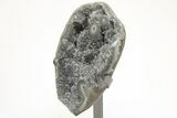 Sparkling Druzy Quartz Geode With Metal Stand #208997-3